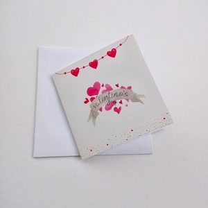 Ευχετήρια Κάρτα για Τον Άγιο Βαλεντίνο με Γιρλάντα και Καρδιές 10x10εκ με Φάκελο - καρδιά, χαρτί, βαλεντίνος, ζευγάρια, ευχετήριες κάρτες - 3