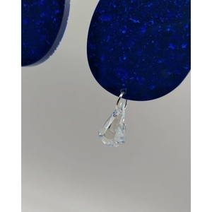 Σκουλαρίκια από υγρό γυαλί και Swarovski - μπλε - γυαλί, swarovski, μακριά, κρεμαστά, μεγάλα - 3