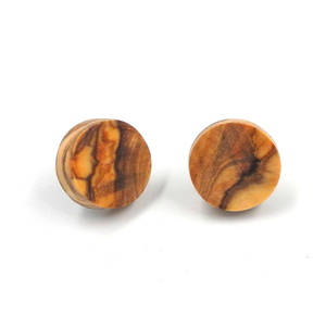 Σκουλαρίκι ανδρικό αυτιού χειροποίητο μοναδικό απο ξύλο ελιάς_016, Φ 1,5 εκ. - ξύλο, καρφωτά, boho, καρφάκι - 2