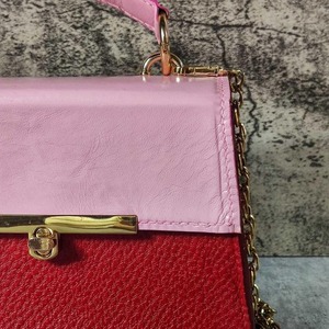 Δερμάτινη κοκκινη-ροζ τσάντα - 23μ*14υ*8β εκ -μικρή - δέρμα, ώμου, all day, χειρός, μικρές - 2