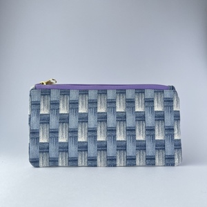 Xειροποίητο πορτοφόλι / κασετίνα από ύφασμα με μοτίβο μπλε ψάθα - ύφασμα, μοντέρνο, πορτοφόλια
