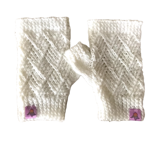 γάντια χωρίς δάχτυλα με μοτίφ διαμαντιού,white 16 x 8 εκ - ακρυλικό