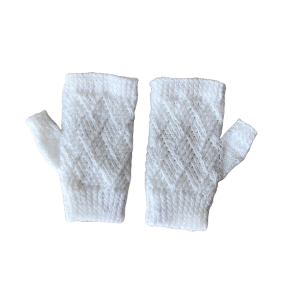 γάντια χωρίς δάχτυλα με μοτίφ διαμαντιού,white 16 x 8 εκ - ακρυλικό - 2