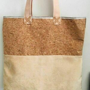 Τσάντα tote bag από φελλό και ύφασμα - ώμου, μεγάλες, all day, φελλός, tote - 2