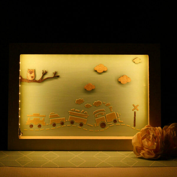 3D LED ΦΩΤΙΣΤΙΚΟ ΠΑΙΔΙΚΟΥ ΔΩΜΑΤΙΟΥ «TRAIN» - πίνακες & κάδρα, αγόρι, μαιευτήριο, παιδικά κάδρα - 5