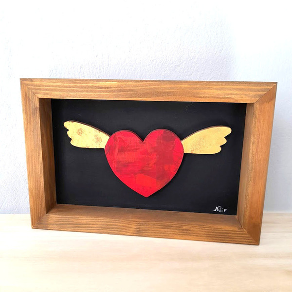 Ξύλινος πίνακας "Heart"! - πίνακες & κάδρα, αγάπη, δώρα αγίου βαλεντίνου, πίνακες ζωγραφικής
