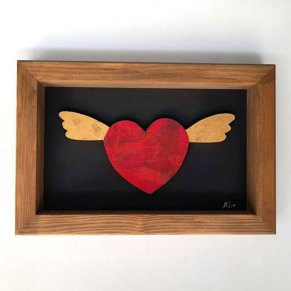 Ξύλινος πίνακας "Heart"! - πίνακες & κάδρα, αγάπη, δώρα αγίου βαλεντίνου, πίνακες ζωγραφικής - 3