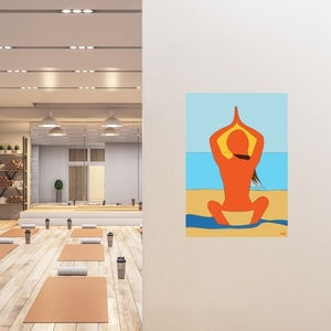 ArtPrint | Γυναίκα σε Διαλογισμό| 29,7*42 ψηφιακό αρχείο Α3 | Εκτυπώσιμη αφίσα | Χρώματα πορτοκαλί, μπεζ, γαλάζιο - πίνακες & κάδρα, αφίσες - 2