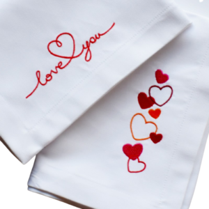 Napkins for lovers 2 - ύφασμα, βαμβάκι, κεντητά, διακοσμητικά, πετσέτες φαγητού - 2