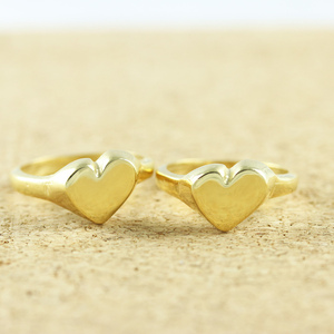 Επιχρυσωμένο Δαχτυλιδι Σεβαλιέ Καρδιά απο Ασήμι 925 | Heart Signet Ring |Chevalier - ασήμι 925, καρδιά, σταθερά
