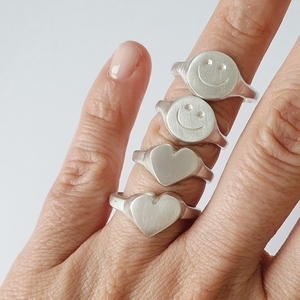 Επιχρυσωμένο Δαχτυλιδι Σεβαλιέ Καρδιά απο Ασήμι 925 | Heart Signet Ring |Chevalier - ασήμι 925, καρδιά, σταθερά - 4
