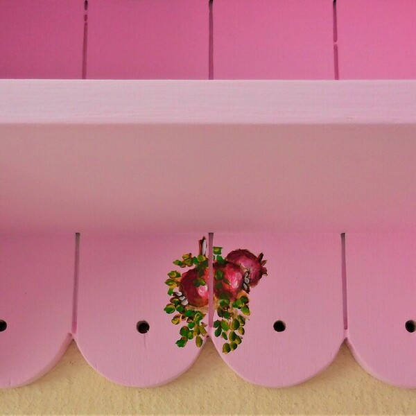 Ντουλάπι τοίχου ροζ με χειροποίητες ζωγραφιές 52χ27χ13 cm - ξύλο, οργάνωση & αποθήκευση - 4