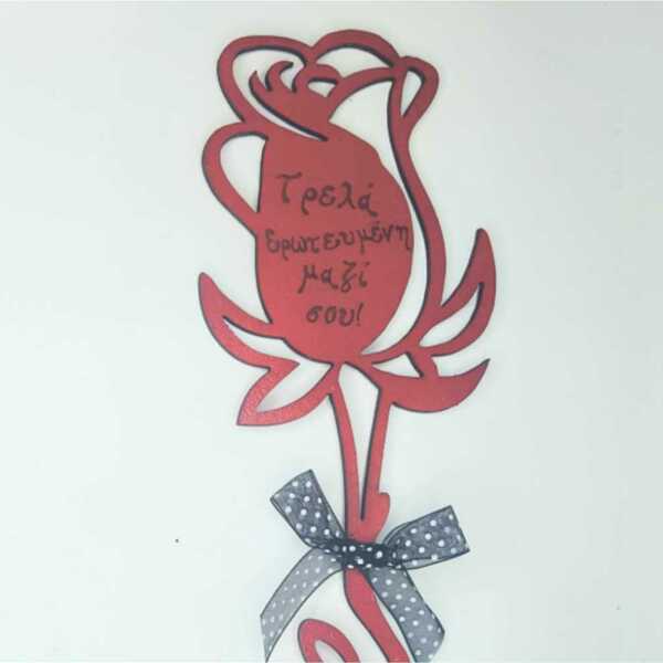 Ξύλινο τριαντάφυλλο Αγ.Βαλεντίνου με χαραγμένο μήνυμα αγάπης. Διασταση 30εκ. - ξύλο, διακοσμητικά - 2