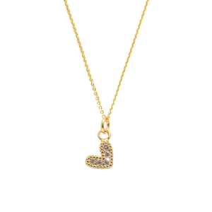 Κολιέ Καρδιά με Zircon - charms, ασήμι 925, καρδιά, κοντά, boho - 2