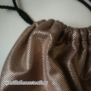 Χειροποίητο μεταλιζέ backpack 33Χ43 ροζ χρυσό σακιδιο πλατης τύπου καστόρι , metallic, allday, κομψό - ύφασμα, πλάτης, σακίδια πλάτης, all day - 2