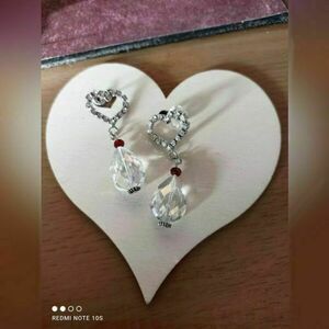 καρφωτά σκουλαρίκια καρδιά (5εκ μάκρος) - μέταλλο, κοσμήματα - 2