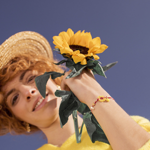 Μαρτάκι με ηλίανθο, Yellow Sunflower March - λουλούδι, plexi glass, μαρτάκια, αυξομειούμενα - 2