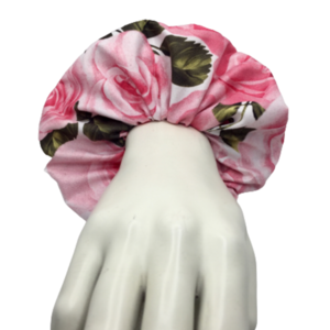 Υφασμάτινο λαστιχάκι scrunchie ροζ τριαντάφυλλα - ύφασμα, κορίτσι, φλοράλ, για τα μαλλιά, λαστιχάκια μαλλιών - 5