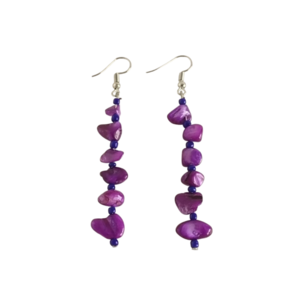 "Lilac Joy" - Κρεμαστά σκουλαρίκια με ημιπολύτιμες πέτρες - ημιπολύτιμες πέτρες, χάντρες, μακριά, κρεμαστά, γάντζος
