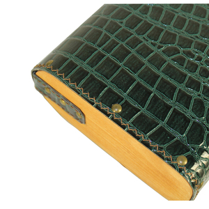 Χειροποίητη τσάντα από ξύλο και vegan δέρμα (Μεσαίο μέγεθος Πράσινο Φίδι) - animal print, ξύλο, ώμου, χιαστί, δερματίνη - 3