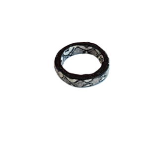 δαχτυλίδι ασπρόμαυρο φίδι νούμερο 17 από παπιέ μασέ χαρτί - πηλός, γεωμετρικά σχέδια, βεράκια, σταθερά, φθηνά