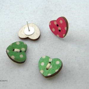 Σκουλαρίκια ξυλινα κουμπια καρφωτα σε διαφορα χρωματα - ξύλο, καρφωτά, μικρά, καρφάκι, φθηνά