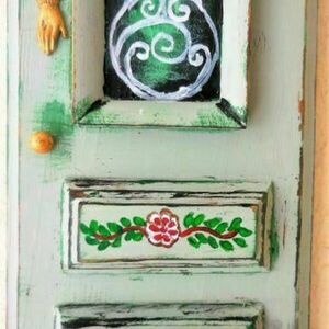 Ζωγραφική σε ξύλο σε σχήμα παραδοσιακής πόρτας 40χ12 cm-Αντίγραφο - πίνακες & κάδρα, πίνακες ζωγραφικής - 3