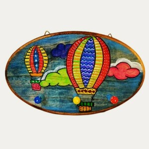 Κρεμάστρα με πολύχρωμα Αερόστατα για παιδικό δωμάτιο - διακόσμηση, παιδικό δωμάτιο, κλειδοθήκες, κρεμάστρες
