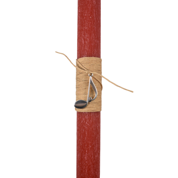 Γυναικεία πασχαλινή λαμπάδα με μεταλλική νότα κόκκινη 30cm - κορίτσι, λαμπάδες, για ενήλικες, για εφήβους - 2