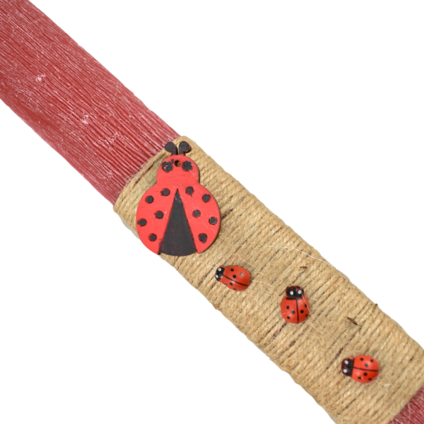 Γυναικεία πασχαλινή λαμπάδα με πασχαλίτσες κόκκινη 26 cm - κορίτσι, λαμπάδες, για παιδιά, για ενήλικες, για εφήβους - 2