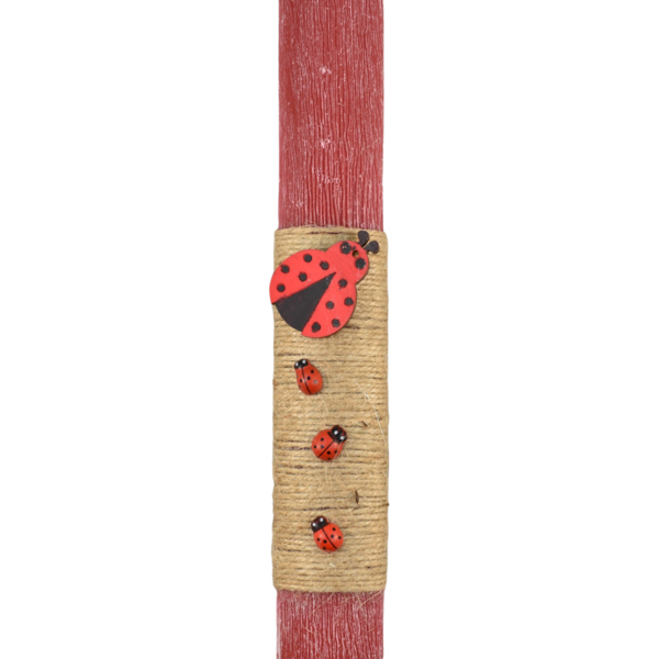 Γυναικεία πασχαλινή λαμπάδα με πασχαλίτσες κόκκινη 26 cm - κορίτσι, λαμπάδες, για παιδιά, για ενήλικες, για εφήβους