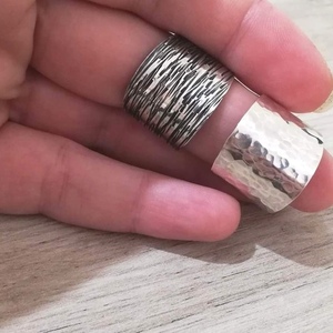Ασημενιο σφυριλατο δαχτυλίδι 925° - ασήμι, σφυρήλατο, μεγάλα, αυξομειούμενα - 4