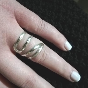 Ασημένιο σφυριλατο δαχτυλίδι 925° - ασήμι, σφυρήλατο, μεγάλα, αυξομειούμενα - 3