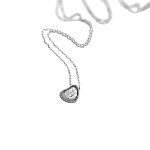 Κολιέ με αλυσίδα και μοτίφ με δύο καρδιές από ασήμι 925° και πέτρες ζιργκόν - Μήκος 45 εκ. - charms, ασήμι 925, καρδιά, κοντά, επιπλατινωμένα