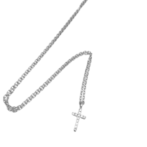 Κρεμαστό αλυσίδα και σταυρός από ασήμι 925° - ημιπολύτιμες πέτρες, charms, ασήμι 925, σταυρός, επιπλατινωμένα
