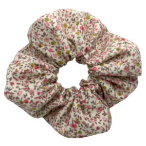 Υφασμάτινο λαστιχάκι scrunchie with colorful flowers - ύφασμα, κορίτσι, φλοράλ, για τα μαλλιά, λαστιχάκια μαλλιών