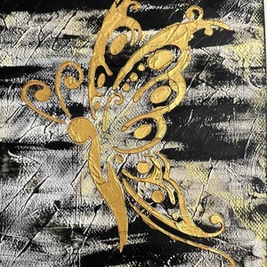 Ακρυλικό σε καμβά «πεταλούδες στη βροχή» 70X50 cm - πίνακες & κάδρα, πίνακες ζωγραφικής - 3