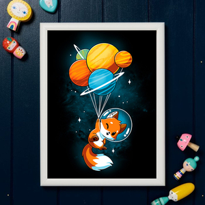 Παιδικό Καδράκι Flying fox Με Πλαστικό Πλαίσιο 21x30 - πίνακες & κάδρα, αγόρι, δώρο, διάστημα, παιδικά κάδρα - 2