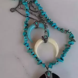 Boho necklace . - ημιπολύτιμες πέτρες, μακριά, ατσάλι, boho, μεγάλα - 3