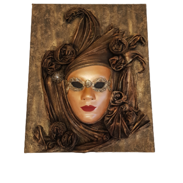 Βενετσιάνικη διακοσμητική μάσκα χειροποίητη σε καμβά 50χ40εκ. - καμβάς, χειροποίητα, διακοσμητικά, διακόσμηση σαλονιού