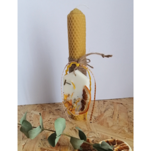 Πασχαλινή Φυτική Λαμπάδα Κηρήθρας Στρογγυλή - Wax Sachet - κορίτσι, λουλούδια, λαμπάδες, για ενήλικες, για εφήβους - 2