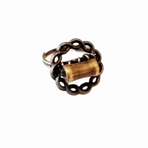 Μπρούτζινο boho δαχτυλίδι αυξομειούμενο, κυκλικό διάτρητο-πλαίσιο, ορειχάλκινη χάντρα - μέταλλο, boho, μπρούντζος, μεγάλα, αυξομειούμενα