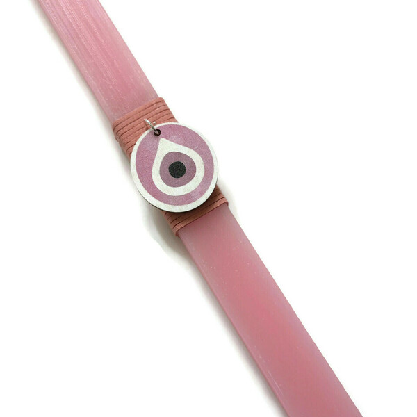 Ροζ αρωματική λαμπάδα με ροζ ξύλινο μάτι, 32 εκατοστά - κορίτσι, λαμπάδες, για παιδιά, για ενήλικες, για εφήβους - 3