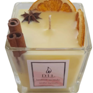 Τετράγωνο βαζάκι 9×9×9 εκ., 240 gr κερί σόγιας - κερί, αρωματικά κεριά, κεριά