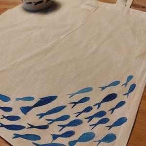 Πάνινη τσάντα Blue fish - ύφασμα, ώμου, tote - 3