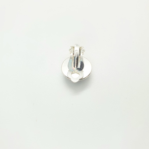 Σκουλαρίκια κουμπωτά ατσάλινα με υγρό γυαλί " Μαύρο - Λευκό Καρό " - 12mm - γυαλί, μικρά, ατσάλι, με κλιπ, φθηνά - 3