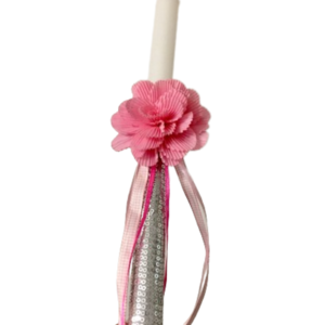 Πασχαλινή λαμπάδα λεπτή με λουλουδάκι υφασμάτινο - κορίτσι, λουλούδια, λαμπάδες, για ενήλικες, για εφήβους - 3