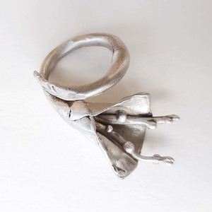 Ασημένιο δαχτυλίδι σε σχήμα κρίνου - ασήμι 925, εντυπωσιακό, λουλούδι, μεγάλα, αυξομειούμενα