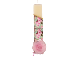 Αρωματική Λαμπάδα Με Κλιπ Μαλλιών Κοντή 20cm Floral Eκρού Ροζ - κορίτσι, λαμπάδες, για παιδιά, αρωματικές λαμπάδες - 2