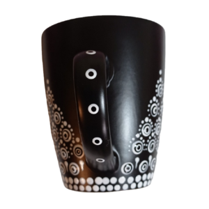Κεραμική κούπα χειροποίητη με σχέδιο Mandala σε ασπρόμαυρο φόντο - 350 ml - πηλός, κούπες & φλυτζάνια - 2